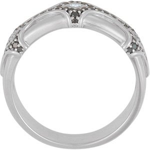 Sterling Silver 1/2 CTW Natural Black & White Diamond Vintage-Inspired Ring