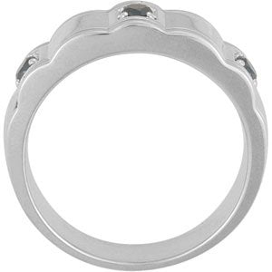 Sterling Silver 3/8 CTW Natural Black Diamond Three-Stone Ring