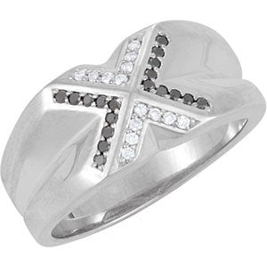 Sterling Silver 1/4 CTW Natural Black & White Diamond Ring
