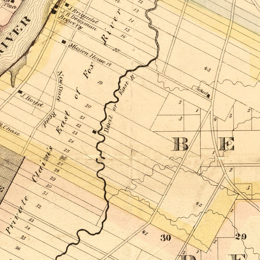 Vintage Map of Brown County, Wisconsin 1870