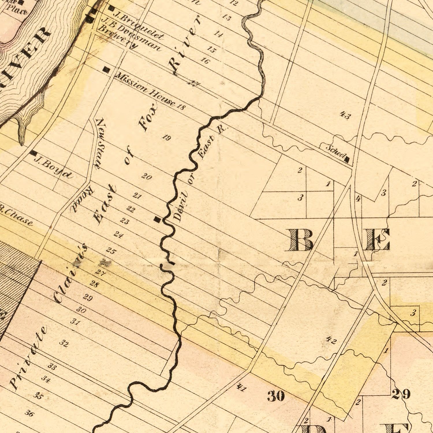 Vintage Map of Brown County, Wisconsin 1870