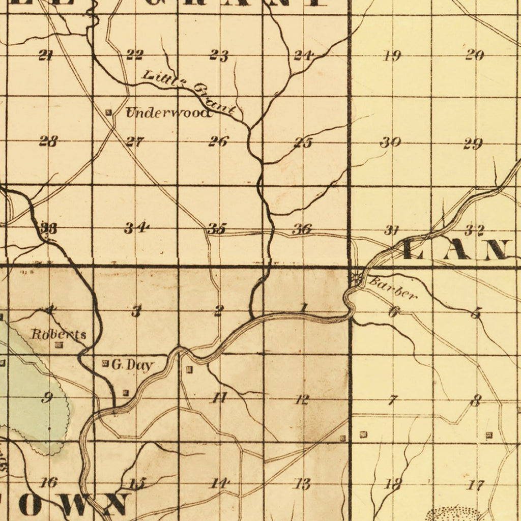 Vintage Map of Grant County, Wisconsin 1857