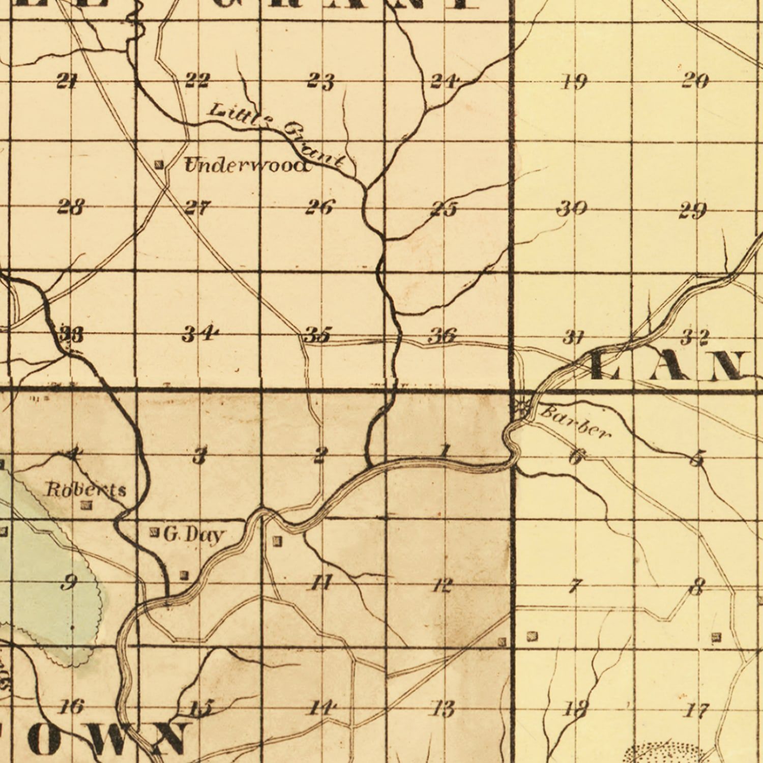 Vintage Map of Grant County, Wisconsin 1857