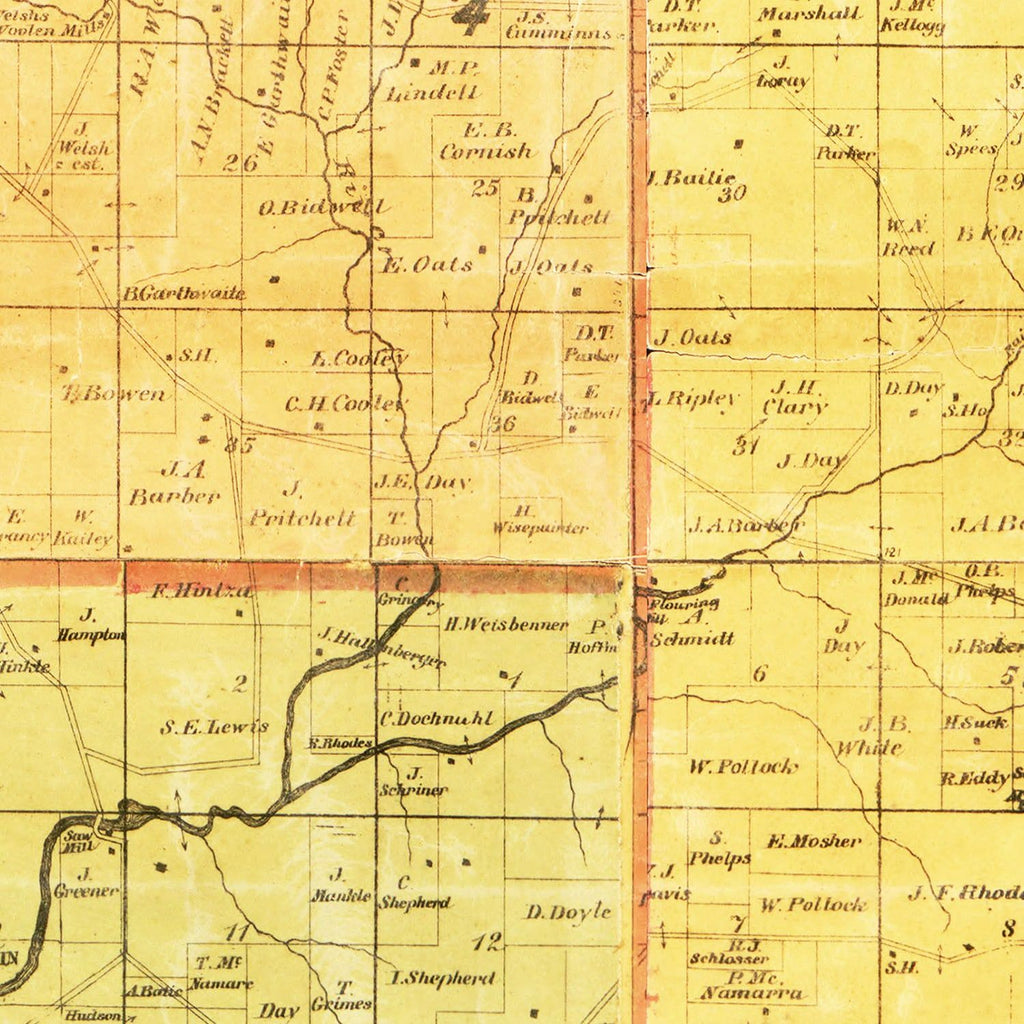 Vintage Map of Grant County, Wisconsin 1868