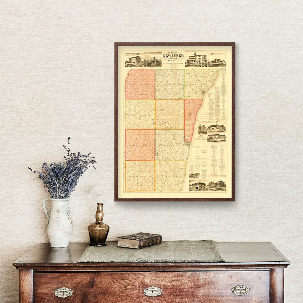 Vintage Map of Kewaunee County, Wisconsin 1895
