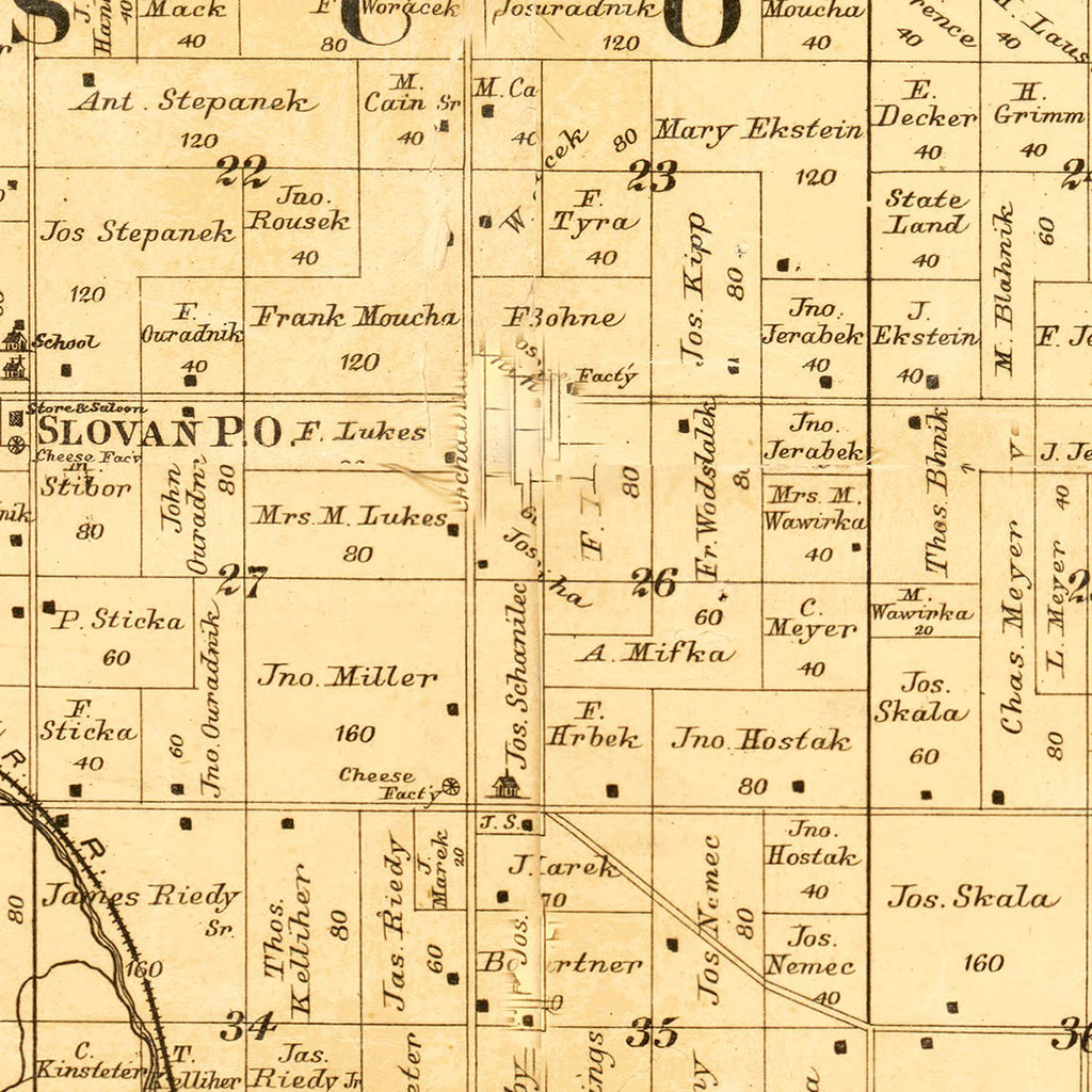 Vintage Map of Kewaunee County, Wisconsin 1895