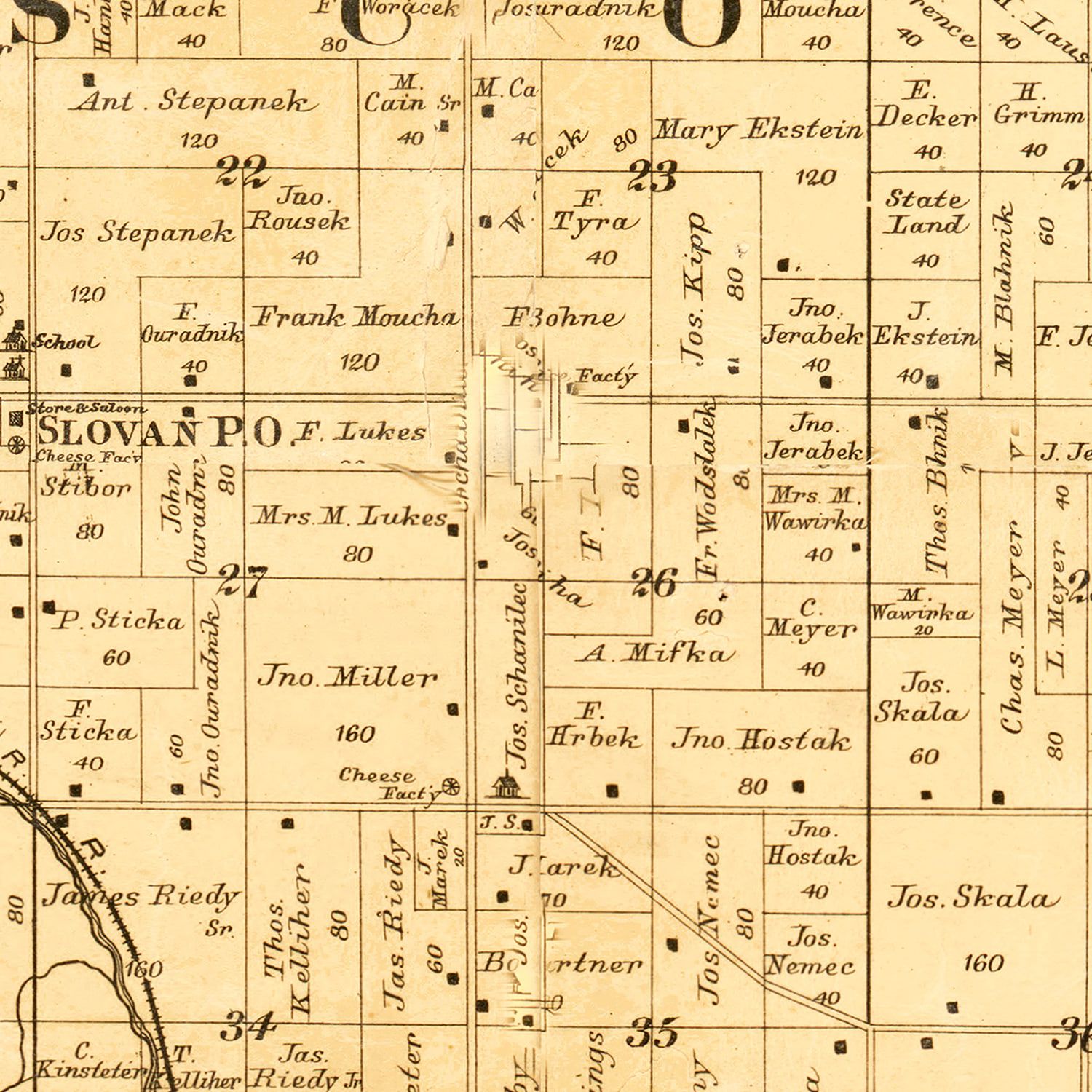 Vintage Map of Kewaunee County, Wisconsin 1895