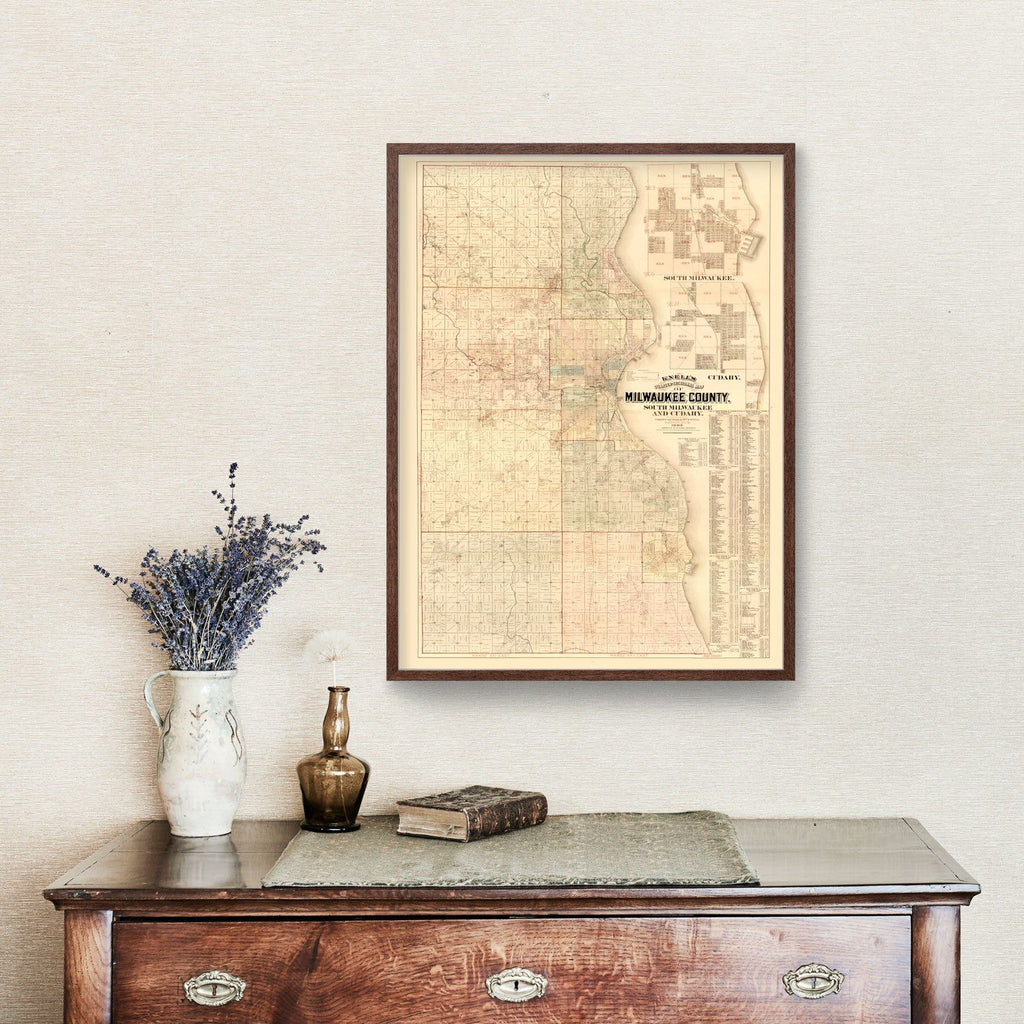 Vintage Map of Milwaukee County, Wisconsin 1893