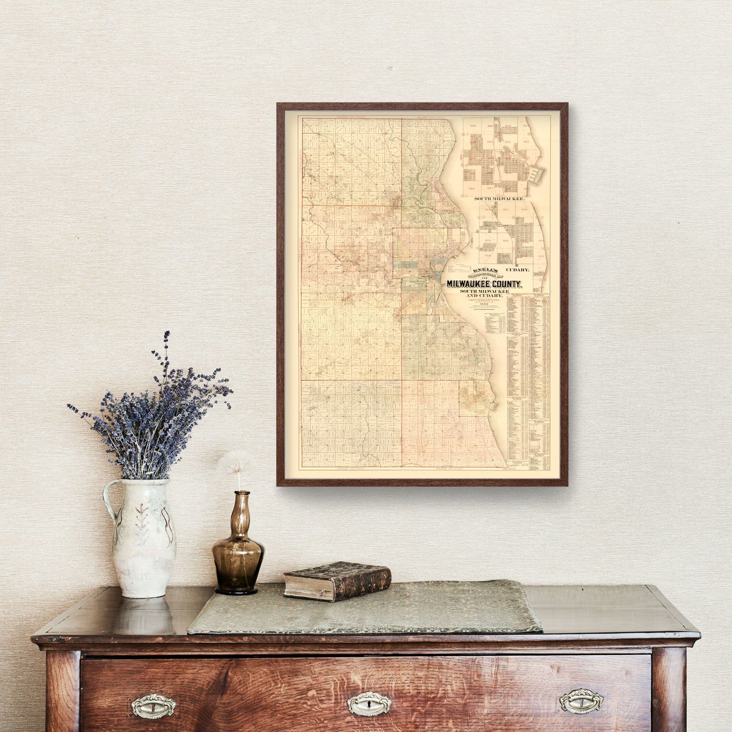 Vintage Map of Milwaukee County, Wisconsin 1893