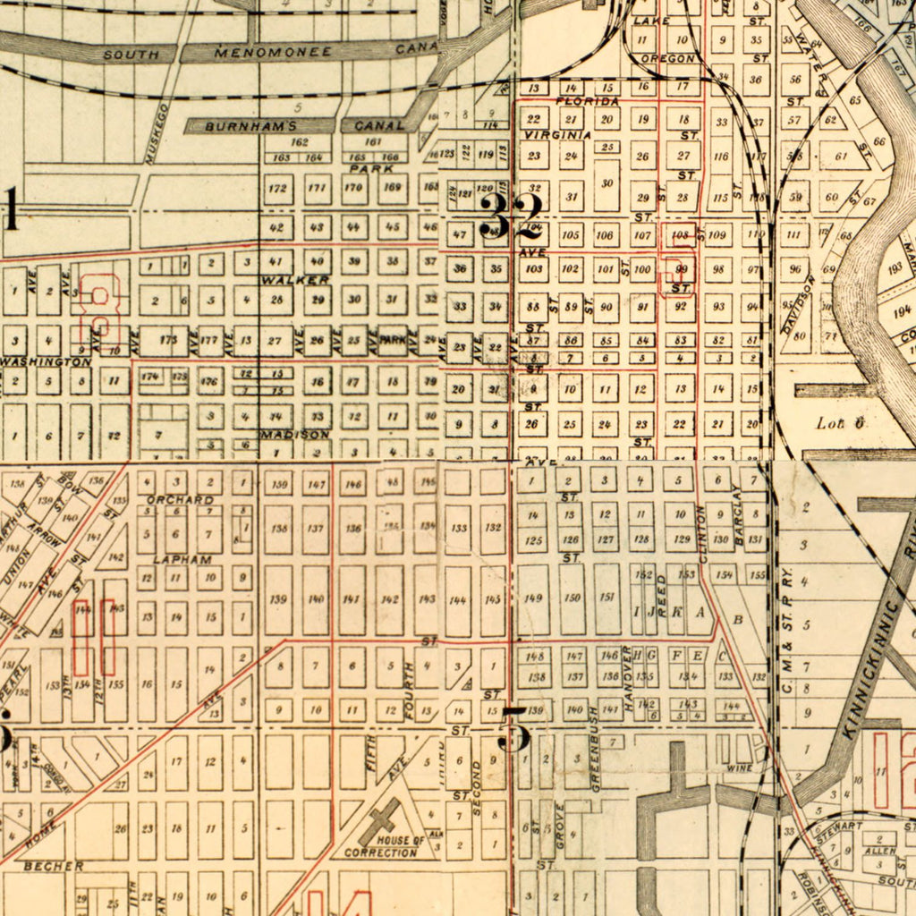 Vintage Map of Milwaukee County, Wisconsin 1893