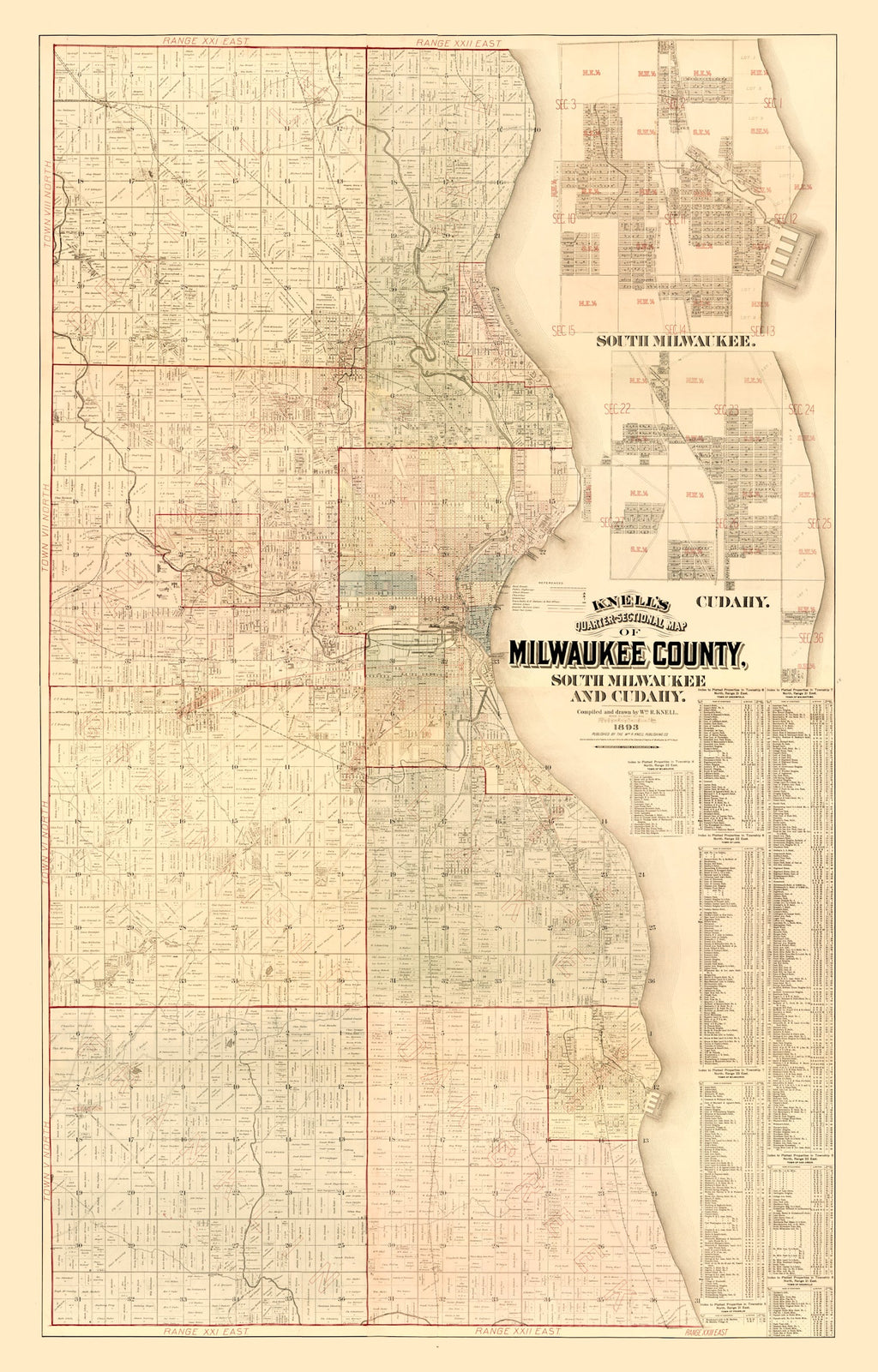 Vintage Map of Milwaukee County, Wisconsin 1893