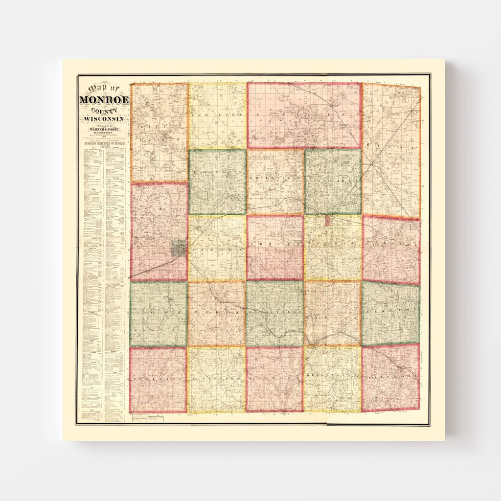 Vintage Map of Monroe County, Wisconsin 1877