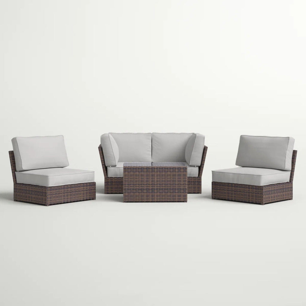 Comfortable Modern Patio Rattan Sectional Set With Cushions