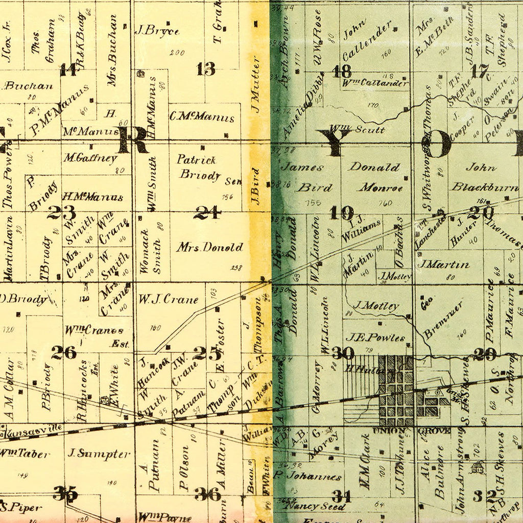 Vintage Map of Kenosha County, Wisconsin 1873