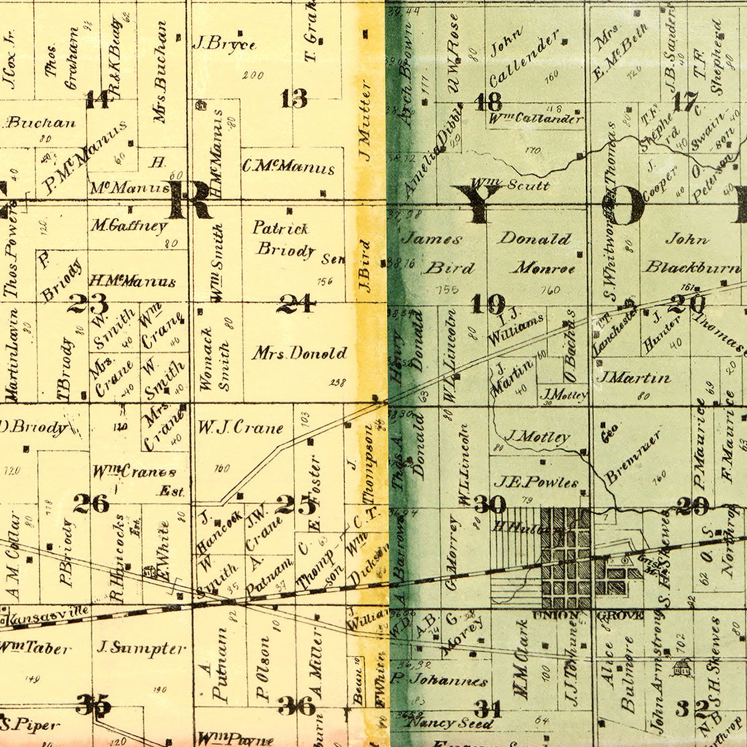 Vintage Map of Kenosha County, Wisconsin 1873
