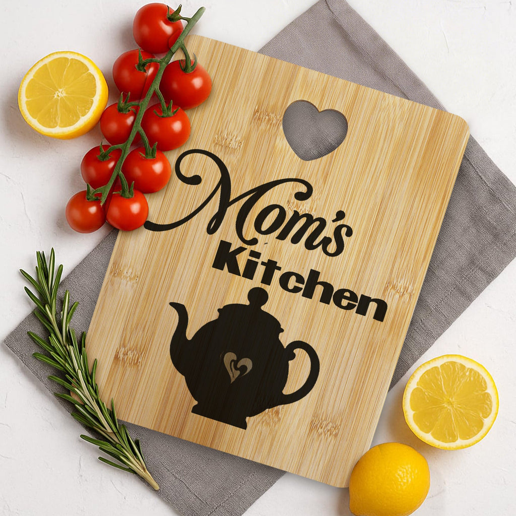 Mom's Kitchen with Teapot Bamboo Cutting Board | Ships from USA