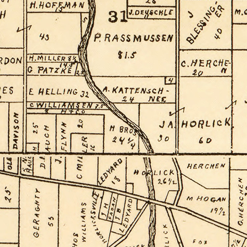 Vintage Map of Racine County, Wisconsin 1893