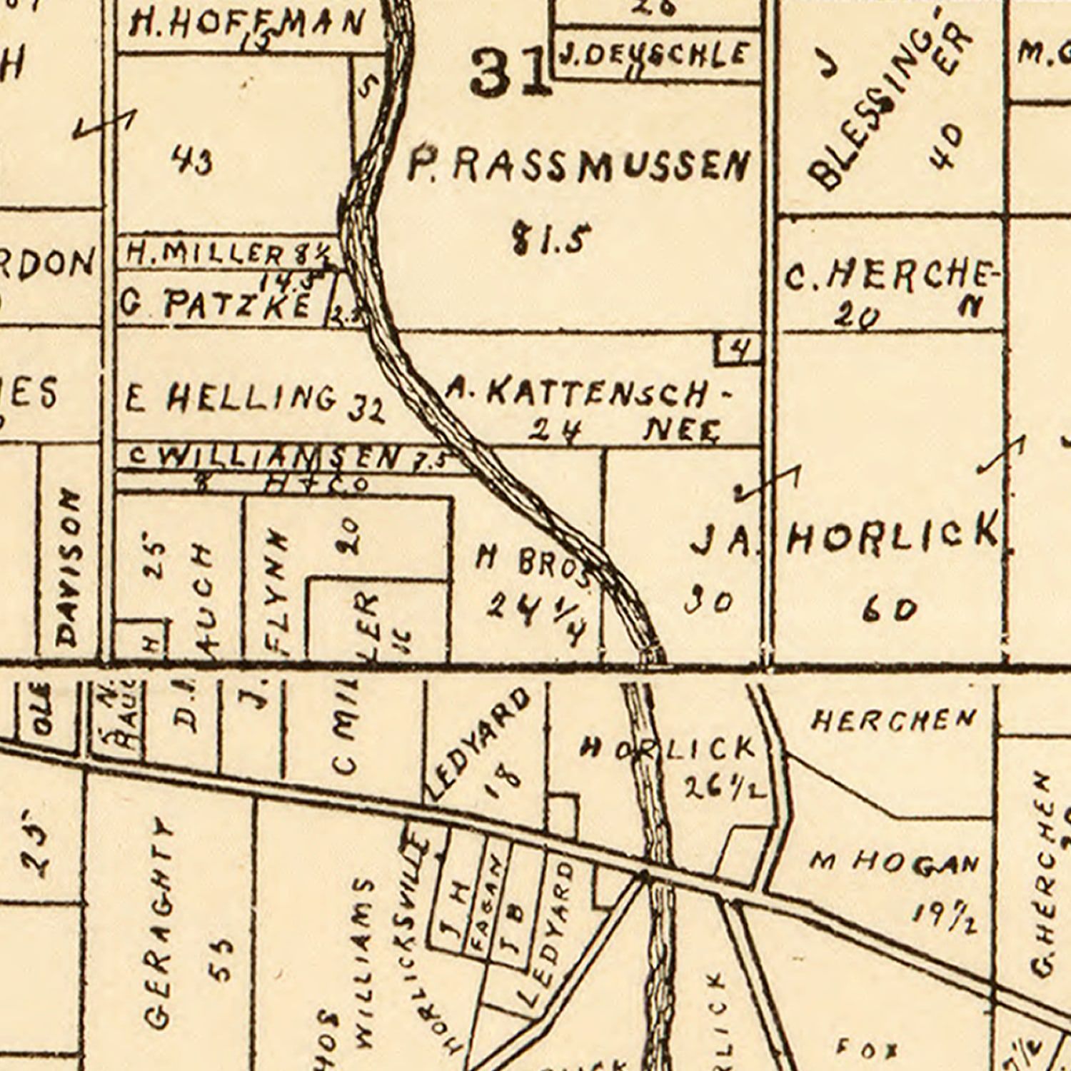 Vintage Map of Racine County, Wisconsin 1893