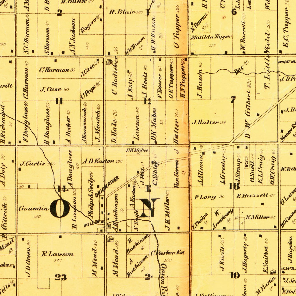 Vintage Map of Sheboygan County, Wisconsin 1862