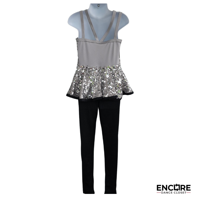 Spotlight Sparkle Silver Peplum Costume