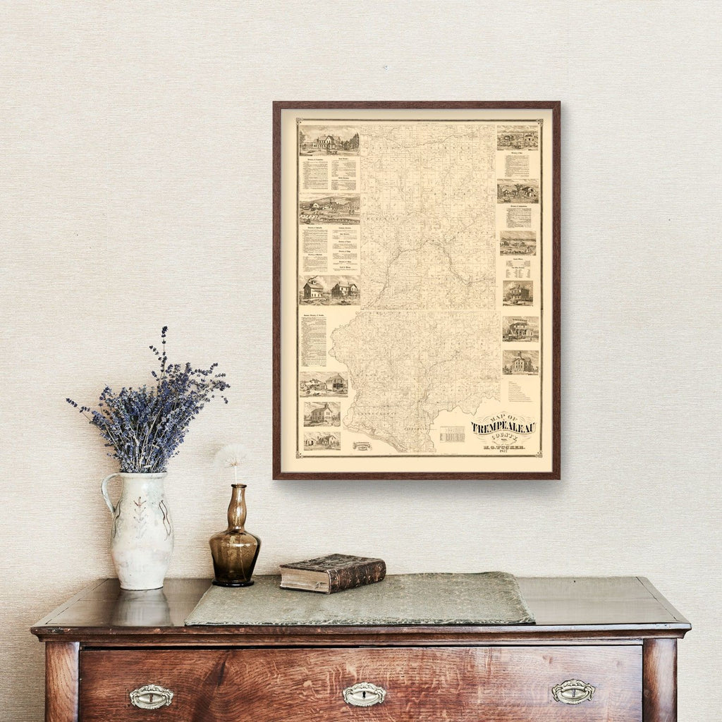 Vintage Map of Trempealeau County, Wisconsin 1877