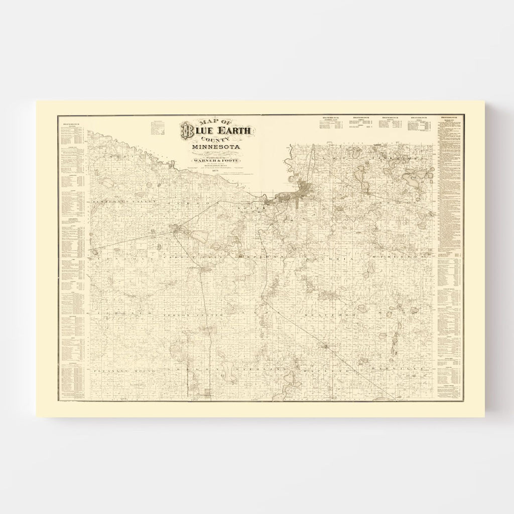 Vintage Map of Blue Earth County, Minnesota 1879