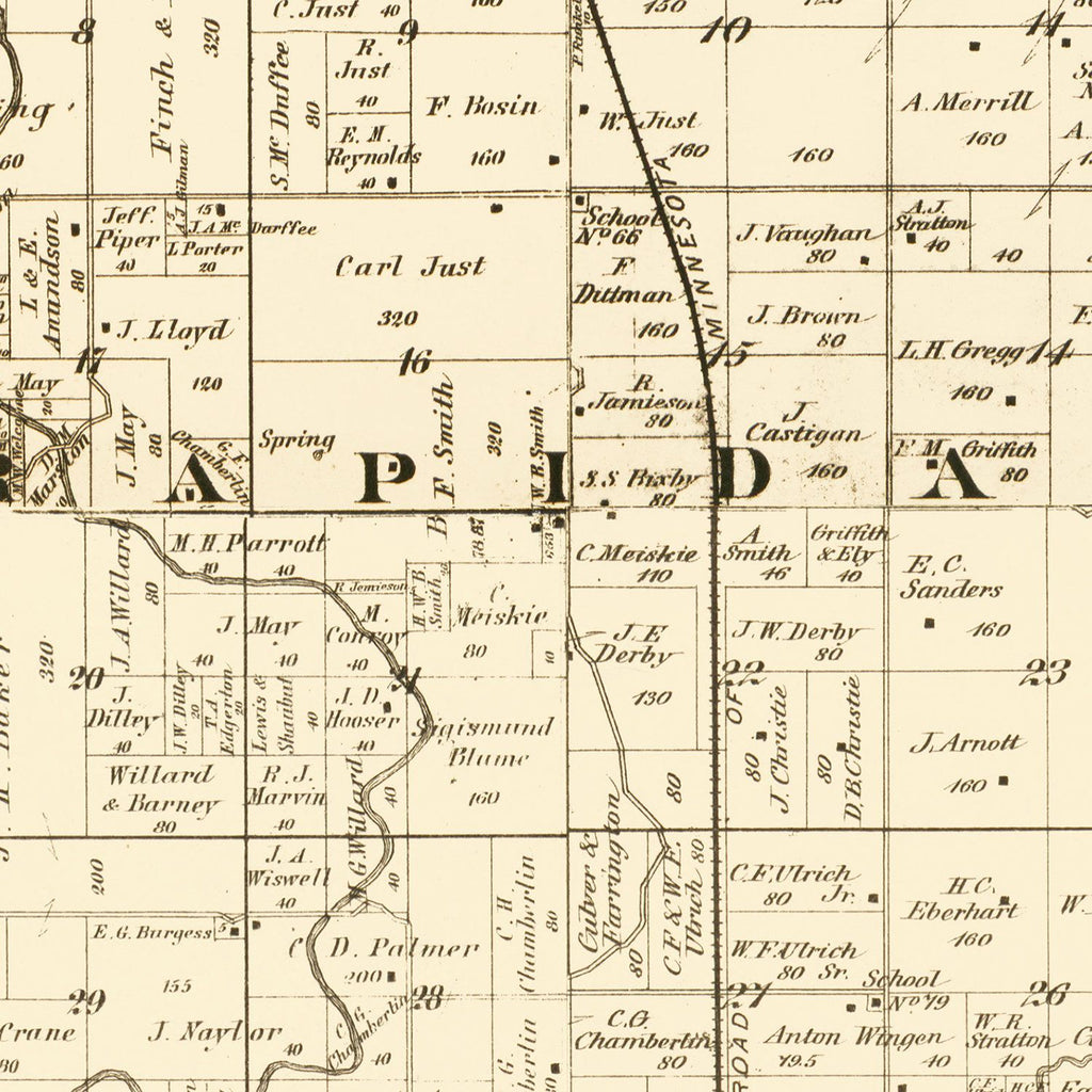 Vintage Map of Blue Earth County, Minnesota 1879