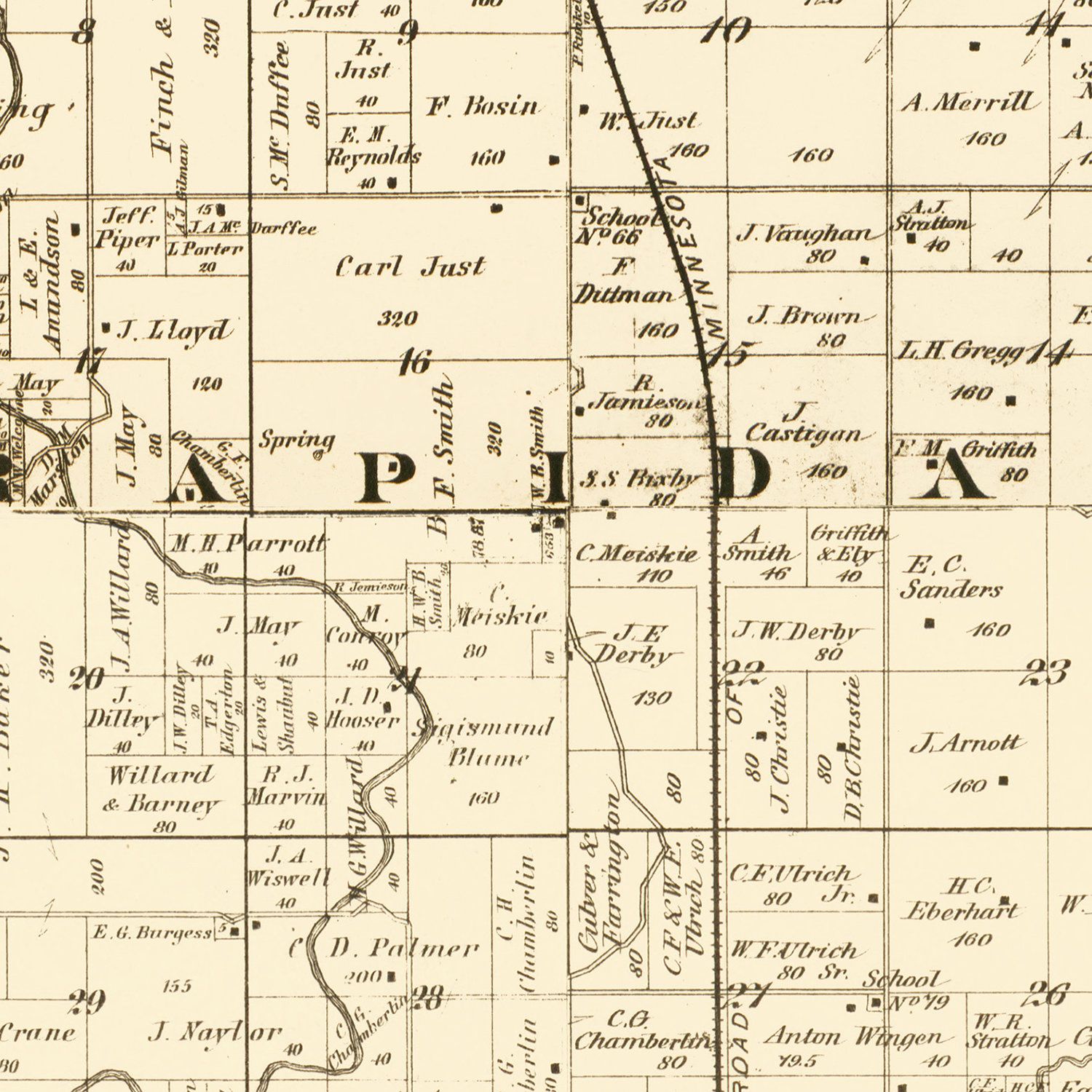 Vintage Map of Blue Earth County, Minnesota 1879