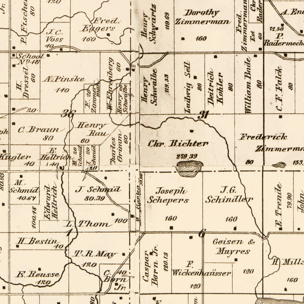 Vintage Map of Carver County, Minnesota 1880