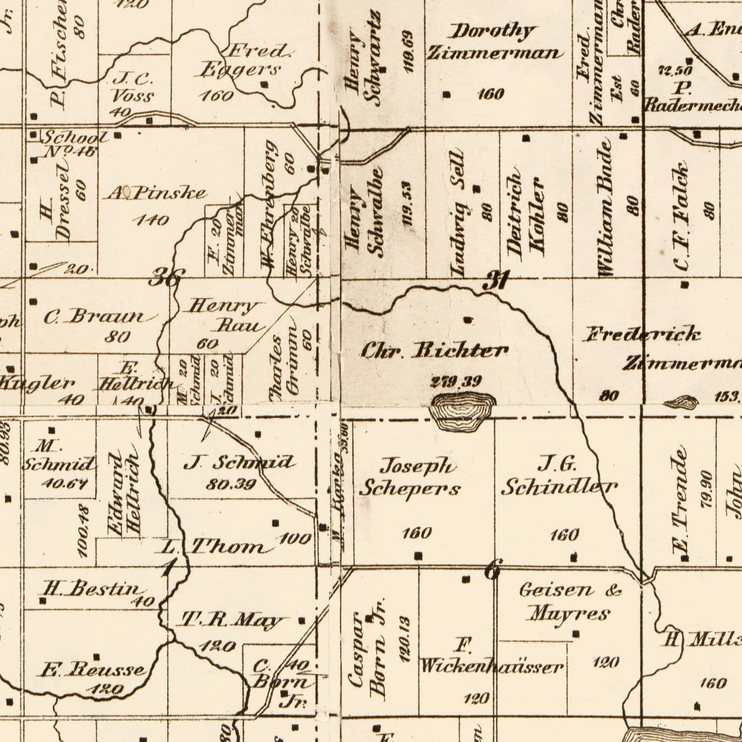 Vintage Map of Carver County, Minnesota 1880