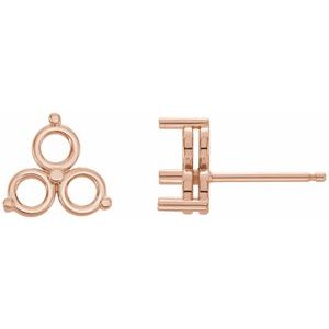 14K Rose Gold 2.2 mm Round Three-Stone Earring Mounting