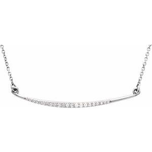 Platinum 1/8 CTW Natural Diamond Curved Bar 16" Necklace