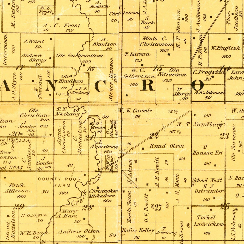 Vintage Map of Freeborn County, Minnesota 1878