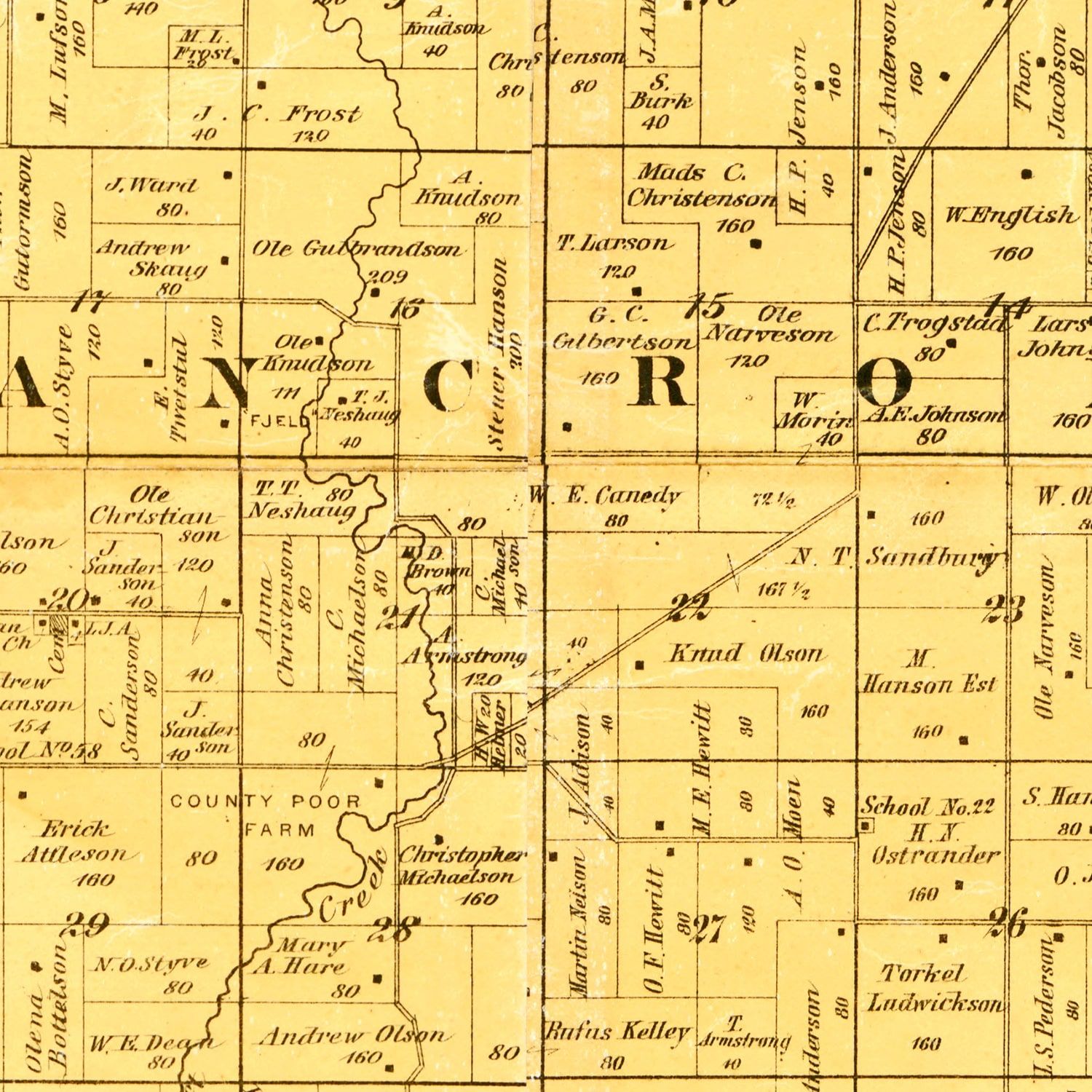 Vintage Map of Freeborn County, Minnesota 1878