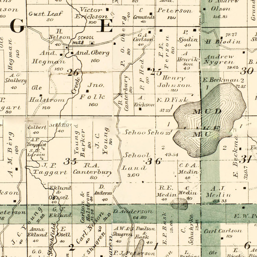 Vintage Map of Isanti County, Minnesota 1898