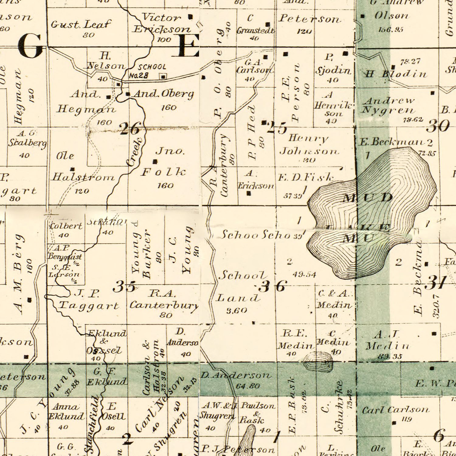 Vintage Map of Isanti County, Minnesota 1898