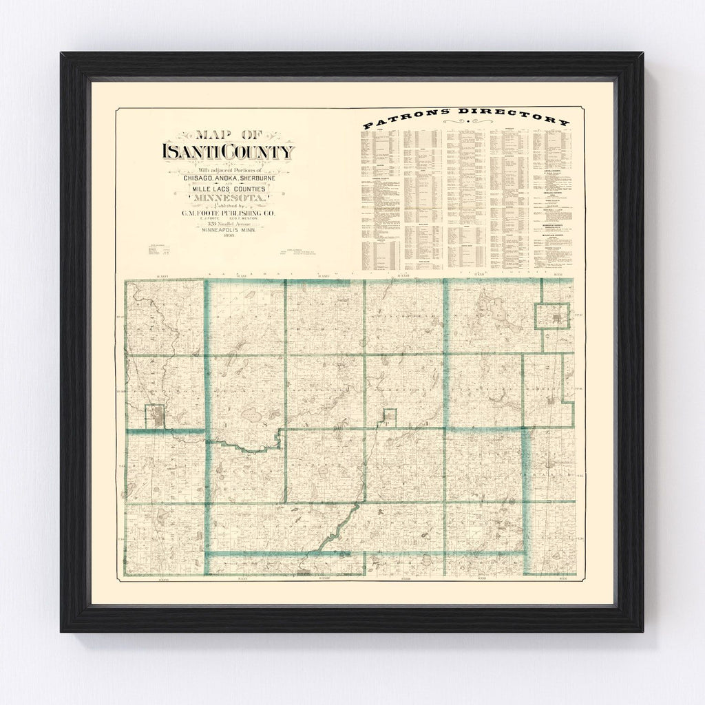 Vintage Map of Isanti County, Minnesota 1898