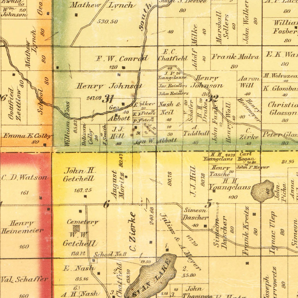Vintage Map of McLeod County, Minnesota 1880