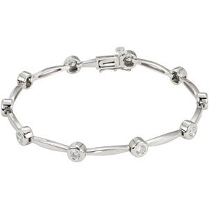 14K White Gold 1 CTW Natural Diamond Line 7 1/4" Bracelet