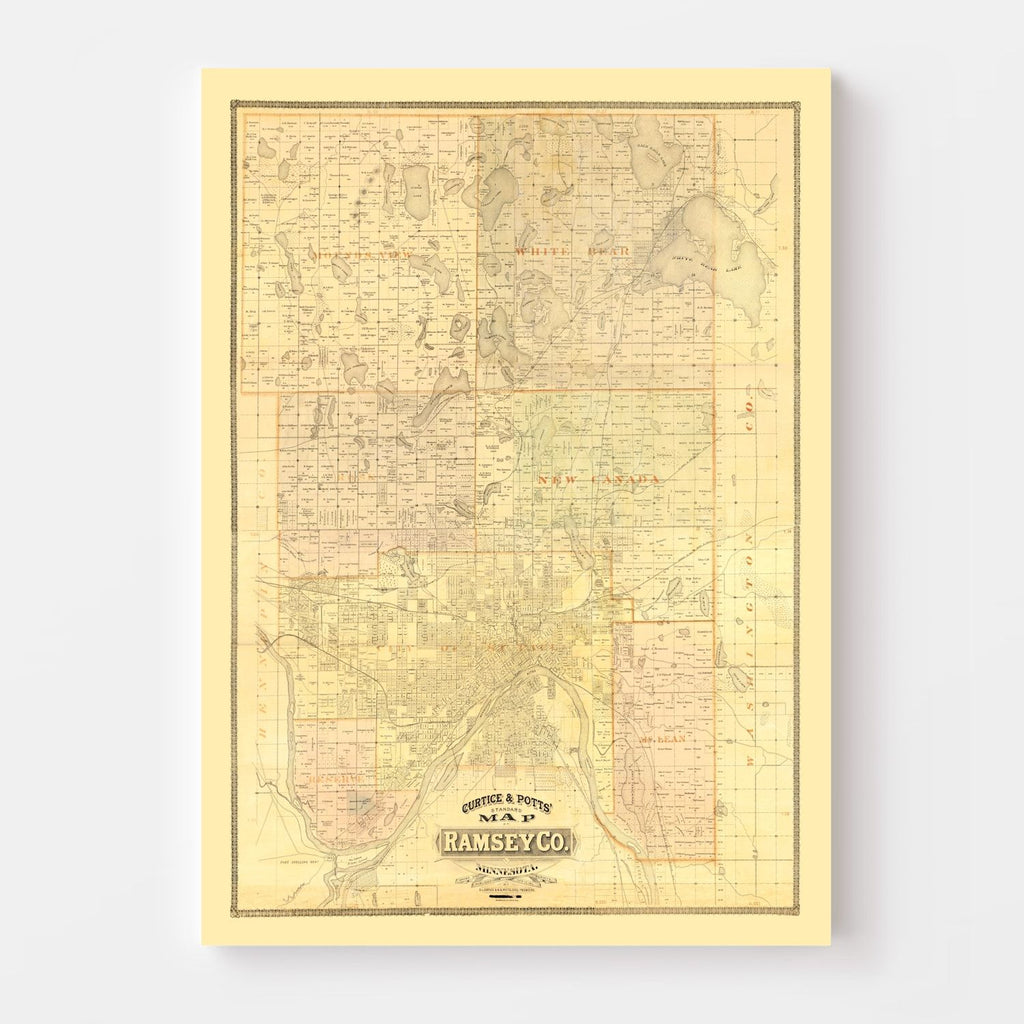 Vintage Map of Ramsey County, Minnesota 1885