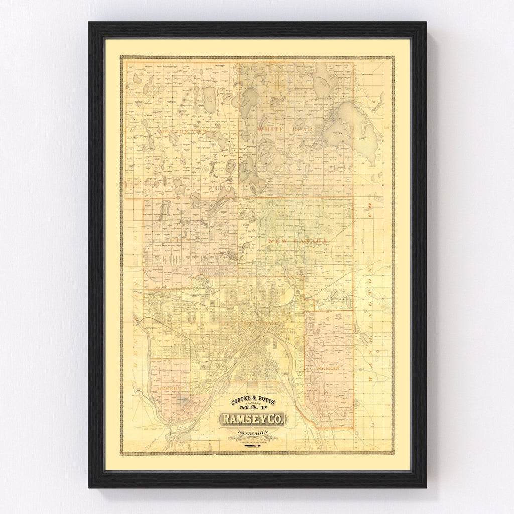 Vintage Map of Ramsey County, Minnesota 1885