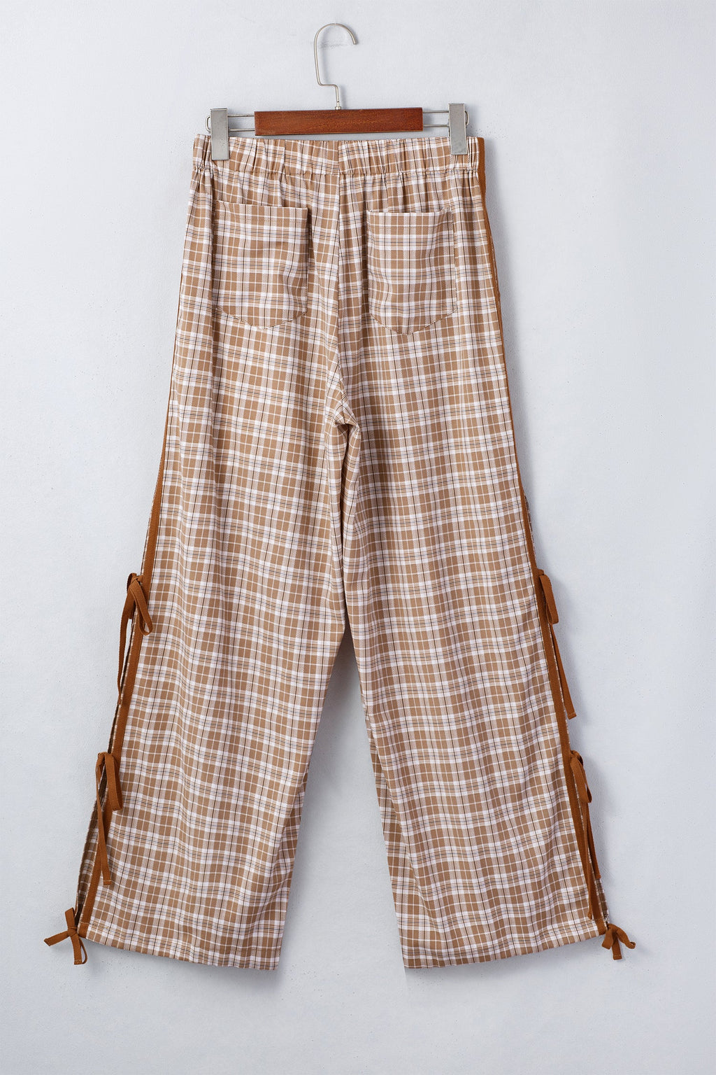 Plaid Bow Tie Contrast Elastic Waist Jogger Pants