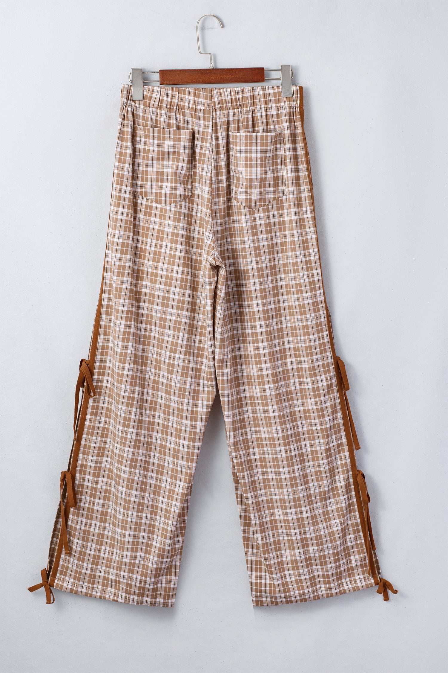Plaid Bow Tie Contrast Elastic Waist Jogger Pants