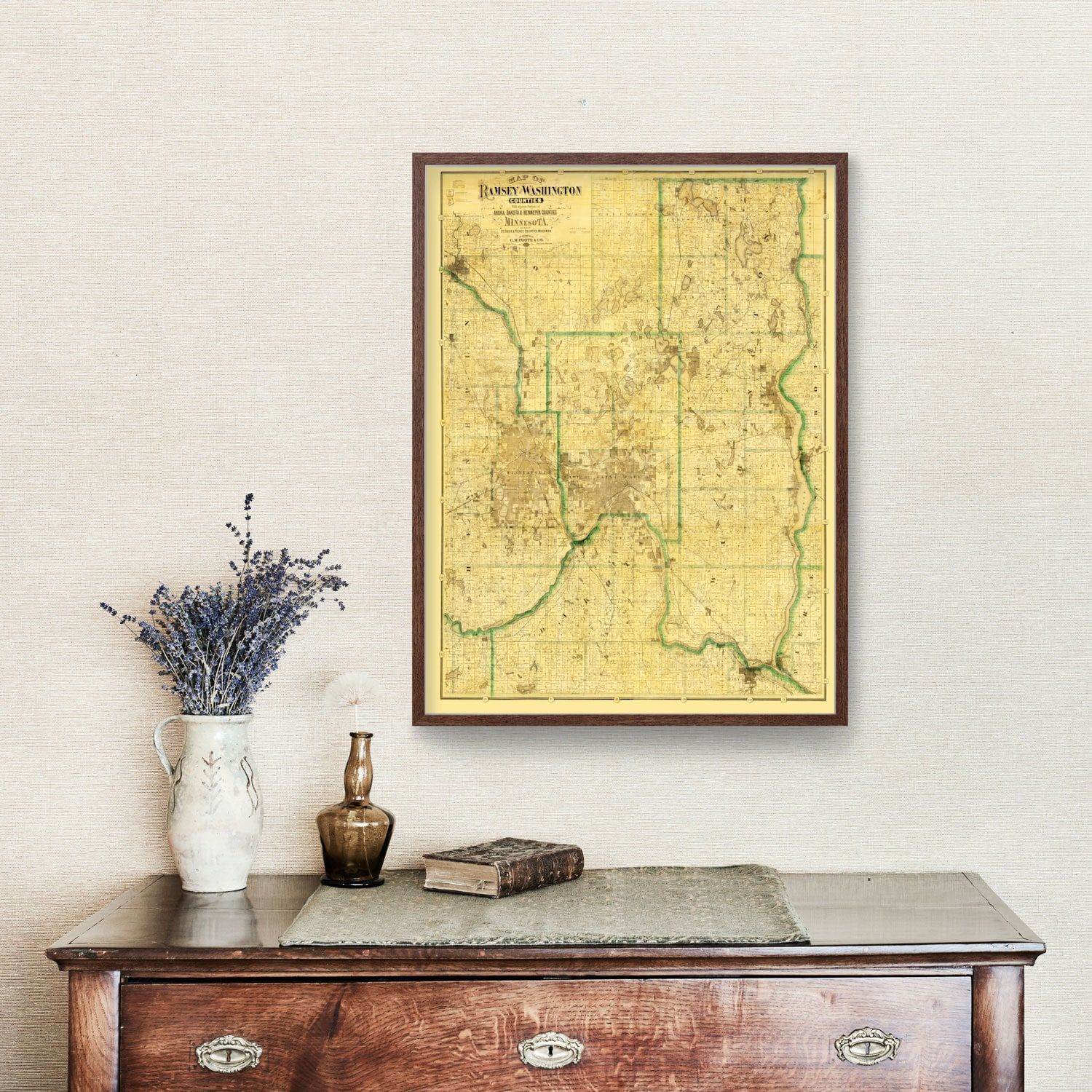 Vintage Map of Washington County, Minnesota 1887