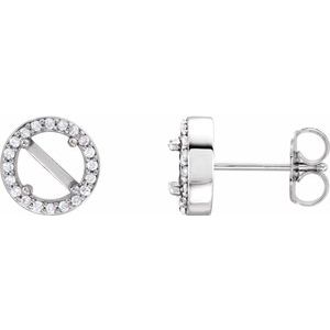 14K White Gold 5.2 mm Round 1/10 CTW Natural Diamond Semi-Set Earrings