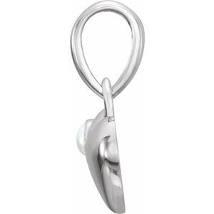 14K White Gold Freshwater Cultured Pearl Heart Pendant