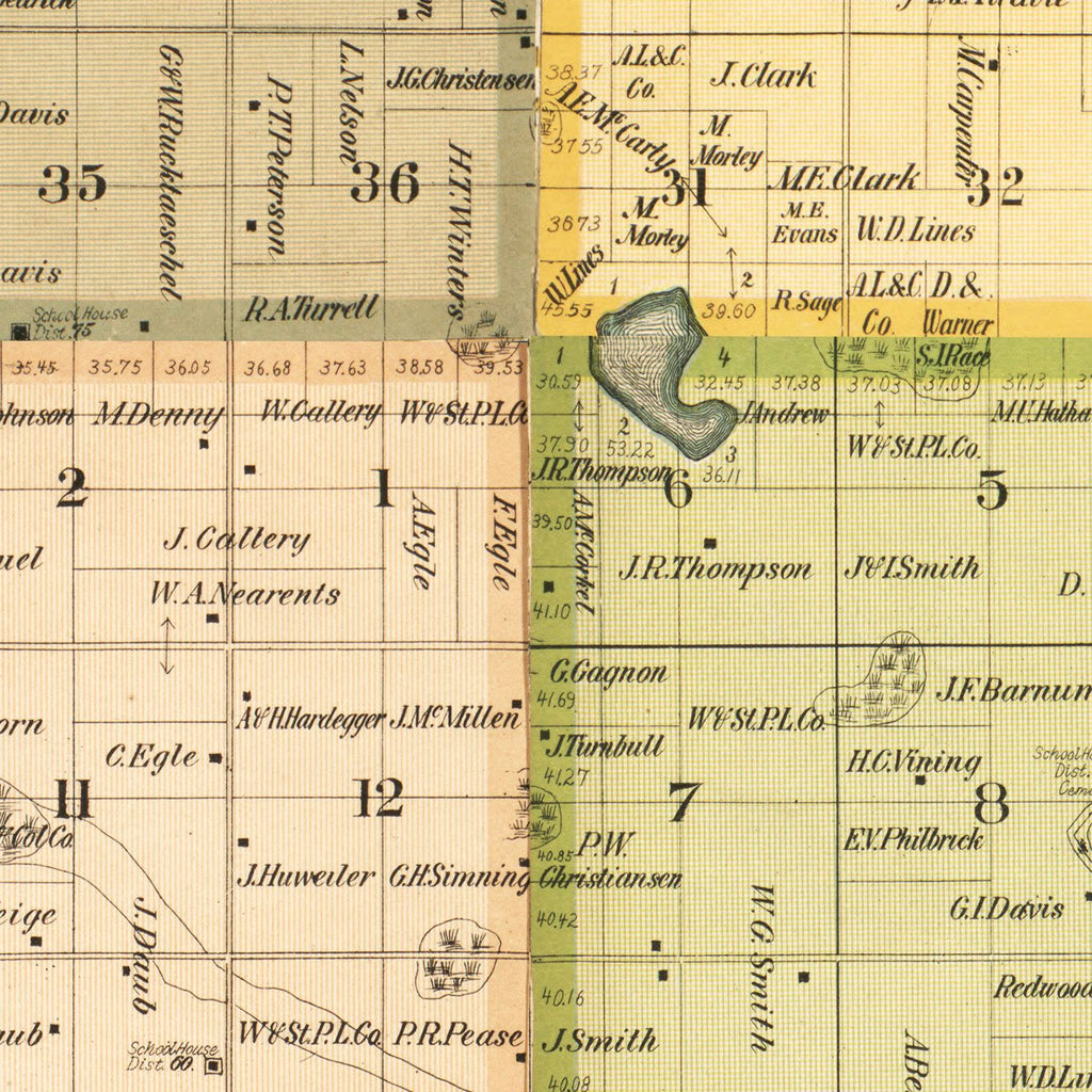 Vintage Map of Redwood County, Minnesota 1898