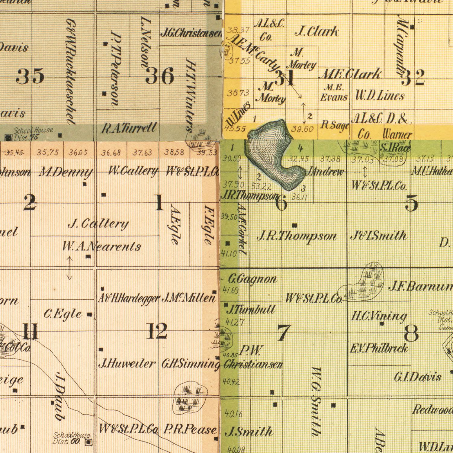 Vintage Map of Redwood County, Minnesota 1898