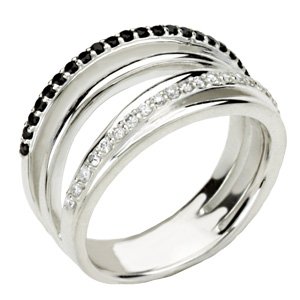 Sterling Silver Natural Black Spinel & 1/4 CTW Natural Diamond Ring