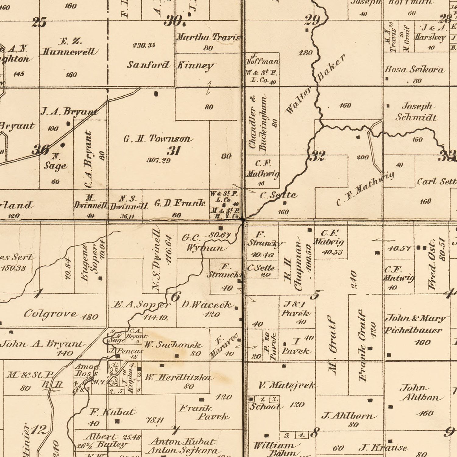 Vintage Map of Steele County, Minnesota 1879